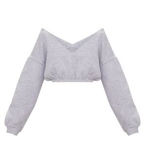 V-neck cropped hoodie
